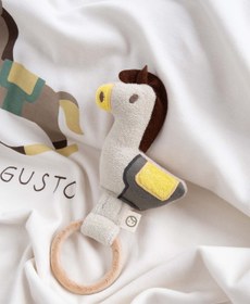 Resim Ahşap Saplı Diş Kaşıyıcı ve Bej Çıngırak Tay - Renkli / One Size 