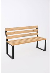 Resim Metal Ayaklı Ahşap Bank Şeffaf Vernik 