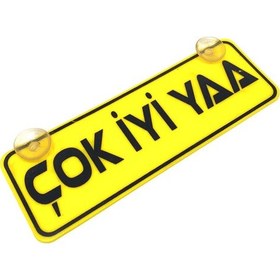 Resim Çok İyi Ya Yazılı Sarı Dekor Plaka Vantuzlu Cam Süsü 