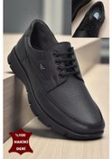 Resim 301 Ortopedik Topuk Masajlı Hakiki Deri Erkek Ayakkabı Kışlık Erkek Deri Ayakkabı Bağcıklı Siyah 