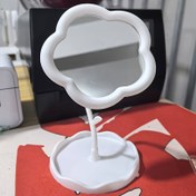 Resim 1 adet Küçük Çiçekli Makyaj Aynası - Taşınabilir Ayrılabilir Yüksek Çözünürlüklü Cam Çerçeve, Banyo ve Yatak Odası için Dayanıklı Plastik Kompakt Makyaj Aynası, Elektrik Gerektirmez, Taşınabilir Ayna 