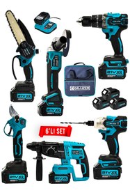 Resim Graizer Profesyonel 21v Bez Çantalı Kömürsüz Darbeli 6'lı Set-mavi 