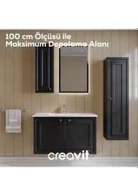 Resim Creavit Kayra Lavabo Dolabı Kapaklı 100cm Mat Antrasit Mat Antrasit 