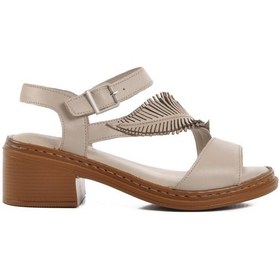 Resim Gümüş Hakiki Deri Kadın Topuklu Sandalet 25020310y Z Gümüş 