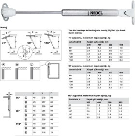 Resim Badem10 Dolap Amortisörü Gazlı Piston Kapak Hidroliği 27 cm 100N 