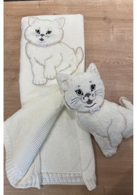 Resim Oyuncak Hediyeli Bebek Triko Battaniye 90x90 Cm Krem Krem 