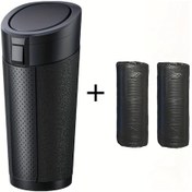Resim Chuangyinshop Black + 2 Çöp Torbası 3 Adet Araba Çöp Kutusu Bas Çevir Kapaklı Portatif 