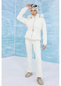 Resim Defacto Su İtici Slim Fit Dar Kesim Kemerli Kapüşonlu Softshell Kayak Montu F3525ax25wnwt46 Beyaz-wt46 