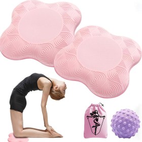 Resim 4 Adet Kalın Yoga Matları, Diz ve Dirsek Yastıkları - Dizler, Dirsekler, Bilekler, Eller ve Baş için Uygun Ekstra Kalın Köpük - Pilates ve Squat Pedleri - Çekme İpli Saklama Çantası ve Masaj Topu ile Unisex Köpük Pedler, Taşınabilir Seyahat Kullanımı 