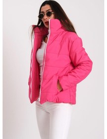 Resim Kadın Fuşya Dik Yaka Su Geçirmez Tasarım Şişme Mont-fuşya Fuşya 