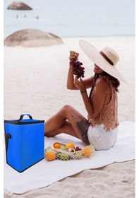 Resim 25 Lt. Termos Çanta - Isı Yalıtımlı Yemek Taşıma Çantası Kamp Piknik Plaj Soğuk Tutucu Termal Çanta Mavi 