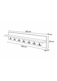 Resim 120 Cm Desenli Oval Kesim Ahsap Renk Duvara Monte Askılık Safir Meşe 