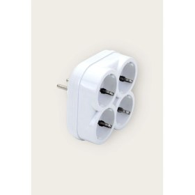 Resim Topraklı 16 Amper 250 Volt Beyaz 4’lü Çok Amaçlı Golyat Priz 