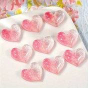 Resim 15 Adet Kalp Şeklinde Reçine Süsler - Pembe Gradyan Simli DIY Takı Yapım Malzemeleri, Saç Tokaları ve Scrapbook Aksesuarları için 1.6x2.01 cm El İşi Gereçleri, Kolye Ucu, Scrapbooking İçin Temel Malzeme, Parlak Yüzey, Yarı Saydam Materyaller 