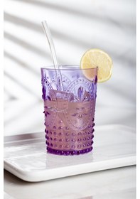 Resim Akrilik Mor Kısa Bardak & Su Meşrubat Kahve Yanı Bardağı 400 ml (Cam Değildir ) 