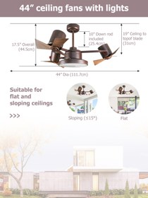 Resim DLC GROUP DLC GARBİON LED TAVAN VANTİLATÖRÜ KAHVERENGİ UZAKTAN KUMANDALI 112 CM 