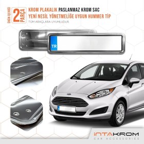 Resim İntachrom Ford Fiesta Krom Plakalık - Hummer Tip 2 Adet 