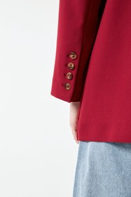 Resim Vişne Kravat Detaylı Blazer Ceket - 40 / VİŞNE 