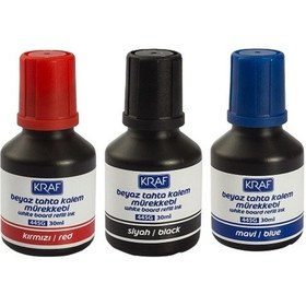 Resim Kraf Beyaz Tahta Kalem Mürekkebi 3'Lü Set Siyah/Kırmızı/Mavi 30Ml 
