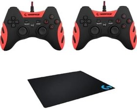 Resim Rampage 2 Li Paket Rampage SG-R218 Ps3/pc x Input Kırmızı USB 1.8m Joypad +Mavi G Desenli Gaming Mouse Pad Hediye Li 