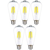 Resim Dekoratif Rustik Led Armut Ampul E27 ST64 6W 6500K Beyaz Işık 5'li - ERD-209 