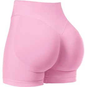 Resim Kadınlar için Yüksek Bel Yoga Şortları - Esnek Karın Kontrollü Aktif Giysi, Nefes Alabilen Naylon-Elastan Karışımı, Düz Pembe Koşu, Fitness ve Yoga İçin Egzersiz Şortları, Makinede Yıkanabilir İlkbahar/Yaz/Sonbahar, Dikişsiz Tasarım | Esnek Kıyafet 