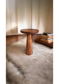 Resim Wood Wooden Ahşap Tekli Konik Mantar Yan Sehpa Kestane Renk 