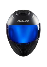 Resim Ncr Rapid Mavi Cam Kapalı Kask Ece Belgeli Mat Siyah 