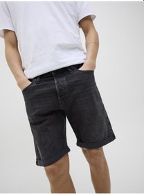 Resim Jack & Jones Jack Jones Erkek Likralı Siyah Kot Şort 12269612 Siyah 