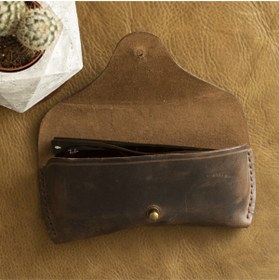 Resim Hi Leather Pitho Deri Gözlük Kılıfı Kestane 