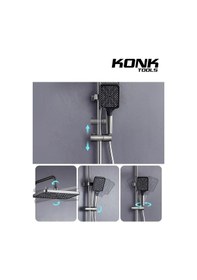 Resim Piyano 5 Fonksiyonlu Antrasit Banyo Bataryalı Robot Duş Seti Tepe Duşu Duş Seti Antrasit 