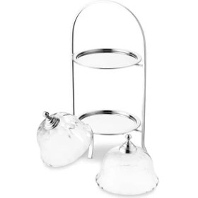 Resim Storemax Alula 2 Katlı Cam Kapaklı Kek Fanusu Silver 