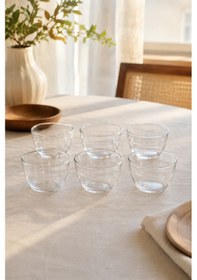 Resim 6 Lı Şeffaf Cam Magnolia Kasesi Tatlı Sunum Kasesi Puding Dondurma Meze Kasesi 
