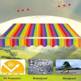 Resim Manuel Geri Çekilebilir Tente Kumaş Yedek Üst Kapak, 12x10ft/10x8ft/8x5ft/6x5ft Polyester Yedek Tuval, Dış Mekan Kapı Penceresi İçin Veranda Güneş Gölge Barınak Bezi 