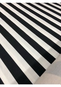 Resim Siyah Beyaz Çizgili Döşemelik Kumaş (4 Renk Seçeneği) 