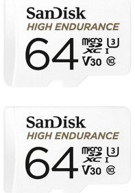 Resim Sandisk 2'li High Endurance 64gb Sdsqqnr-064g-gn6ıa Micro Sdxc 100/40mb/s C10 V30 Hafıza Kartı 24film 