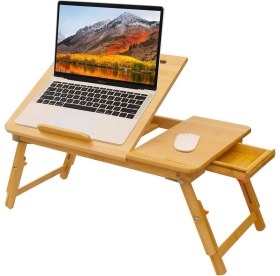 Resim Yükseltilebilir Bambu Laptop ve Çalışma Sehpası, Çok Amaçlı Tasarım 