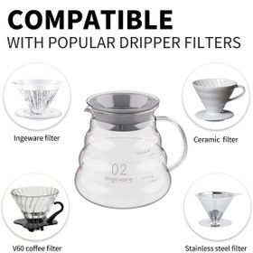 Resim VESTRON V60 Kahve Demleme Seti Red Seramik Demleme Aparatı ve Cam Coffee Karafı 600 ml 