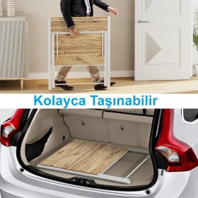 Resim Ayz Bodo Metal Ayaklı Laptop Masası Katlanır Çalışma Masası Raflı Masa Katlanır Laptop Sehpası Siyah - Beyaz 