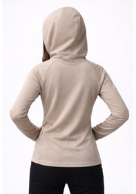 Resim Axxel Kadın Krem Şardonlu Dalgıç Sweatshirt Kapüşonlu-w1161 