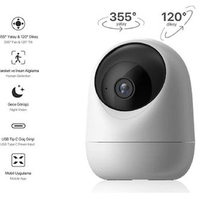 Resim Xenon Smart Ev Kamerası | 2K 3MP, WiFi, Mobil Kontrol, Sesli, 360° Ptz, Hareket Takip, İç Mekan Kamera (X7205) 