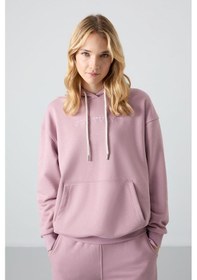 Resim Tommy Life Gül Kurusu Kapüşonlu Kanguru Cep Oversize Lastik Paça Kadın Eşofman Takımı - 95288 Gül Kurusu 