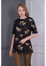 Resim Gabria Kadın Baskılı T-Shirt Siyah (508949188) Siyah 
