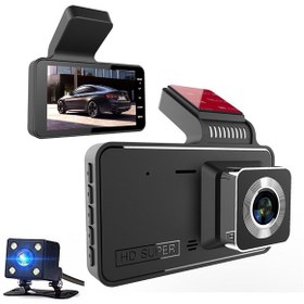 Resim Çift Kameralı Araç Kamerası - Full Hd 1080p, 4.0 Geniş Ekranlı Dash Cam 
