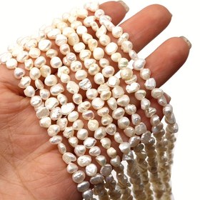Resim Aa Sınıfı Doğal Taze Su İncisi Çift Taraflı Parlak Gevşek Boncuk 3-4Mm 9-10Mm Parlatılmış Haç Deliği Dize Boncuk DIY Kolye Bilezik Hediye 