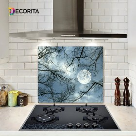 Resim Decorita Gece Desen | Cam Ocak Arkası Koruyucu | 52cm x 60cm 