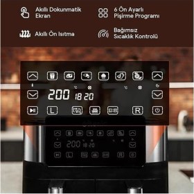 Resim AyrStore K20 Airfryer, Çift Bölmeli Fritöz, 8 Litre Xxl, 2850 W, Siyah 