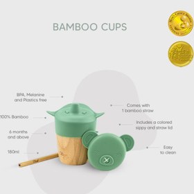 Resim Citron 2'si 1 Arada Kapaklı ve Pipetli Organik Bambu Alıştırma Bardağı - Green 1073629 