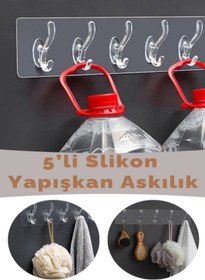 Resim NuBuTu Li 29*7 Şeffaf Güçlü Kendinden Yapışkanlı Kapı Duvar Askısı Ağır Yük Taşıma , Slikon Şeffaf Askılık 