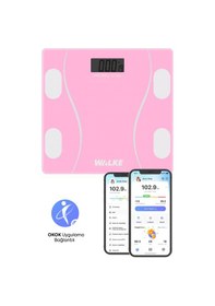 Resim Walke Premium Seri Dijital Baskül Yağ Su Kas Vücut Kitle Endeksi Kilo Ölçer Tartı 30 30 Cm Pembe 